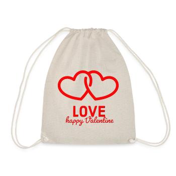 Happy Valentine LOVE - Drawstring Bag - nature - Front