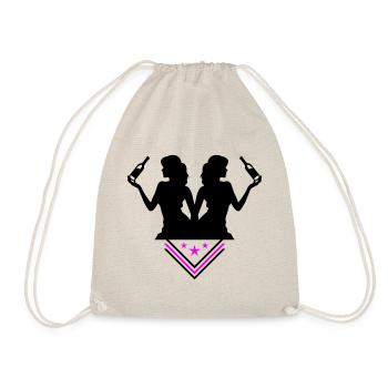 Party Woman Drunk Celebrating Bottle - Drawstring Bag - nature - Front