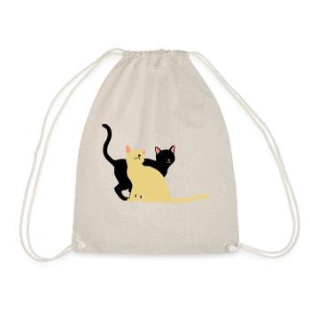 2 Katzen - Turnbeutel - Natur - Vorne