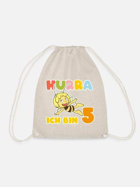 Biene Maja Hurra Ich bin 5! 5. Geburtstag - Turnbeutel - Natur