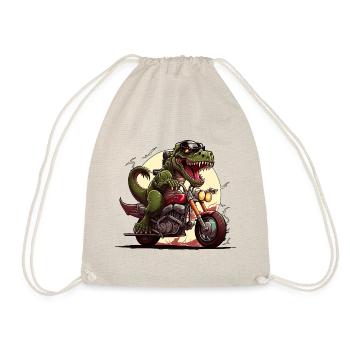 T-Rex on motorcycle - Drawstring Bag - nature - Front
