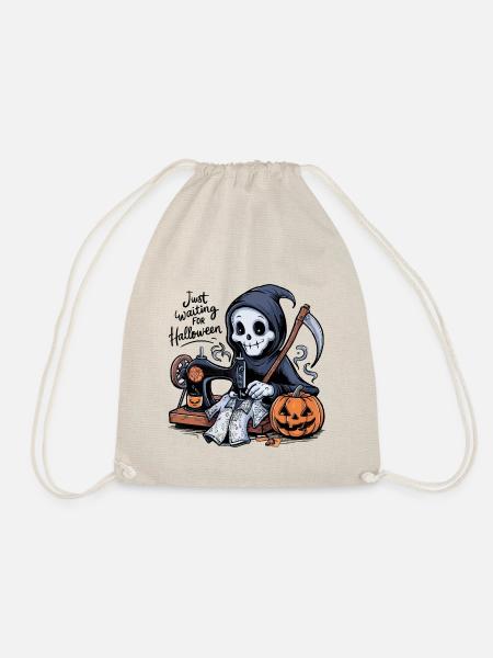 Sensenmann näht Halloween-Kostüm - Turnbeutel - Natur