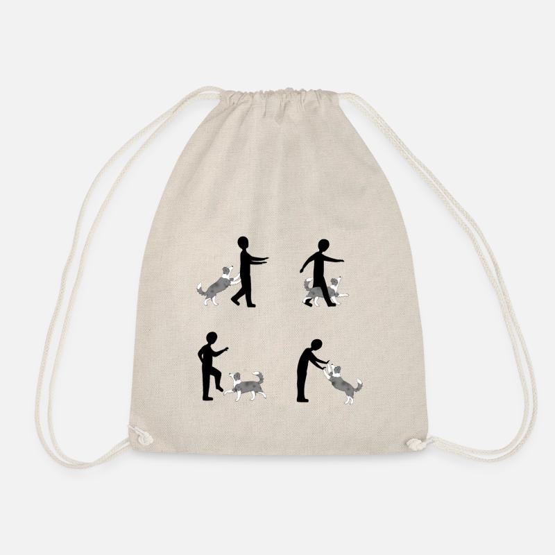 Vier Bilder Pixel dog dancing Border Collie - Turnbeutel - Natur