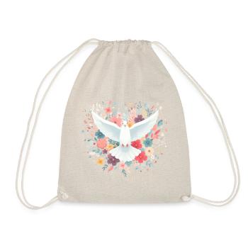 Dove & Flowers - Drawstring Bag - nature - Front