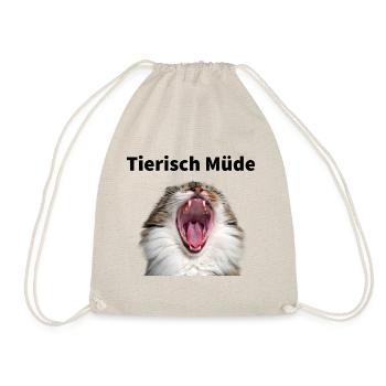 Tierisch Müde - Gähnende Katze - Turnbeutel - Natur - Vorne