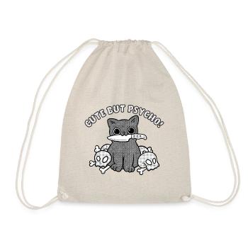 Cute but psycho ! - Süße Katze und lustiger Spruch - Turnbeutel - Natur - Vorne