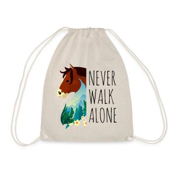 Never Walk Alone - Riding Club Horses Saying - Drawstring Bag - nature - Front