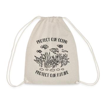 Protects Our Ocean Sea Plastic Pollution - Drawstring Bag - nature - Front