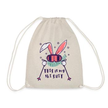 This is my Ski Suit Skiing Rabbit with ski poles - Drawstring Bag - nature - Front