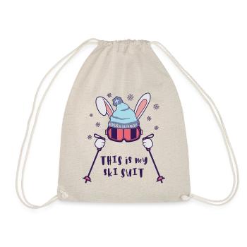 This is my Ski Suit Skiing Rabbit with ski poles - Drawstring Bag - nature - Front