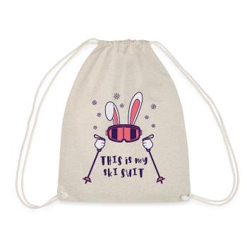 This is my Ski Suit Skiing Rabbit with ski poles - Drawstring Bag - nature - Front