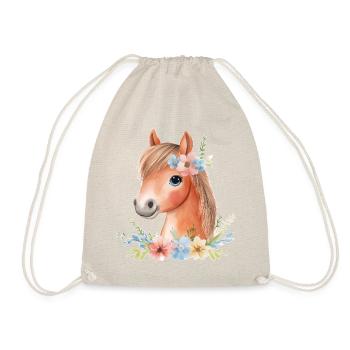 Cute horse with flowers - Drawstring Bag - nature - Front