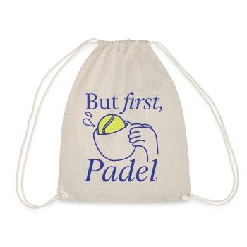 But first, Padel Design Logo  - Turnbeutel - Natur - Vorne