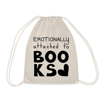 Emotionally Attached To Books, Black - Drawstring Bag - nature - Front