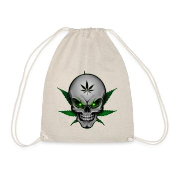 Hemp Skullhead 003 AllroundDesigns - Drawstring Bag - nature - Front