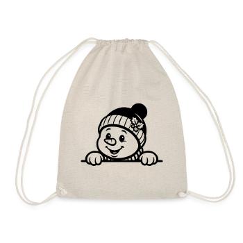 Niedliches Schneemann T Shirt Wintermotiv  - Turnbeutel - Natur - Vorne