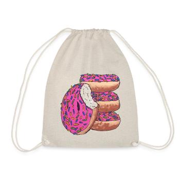 Donut Stapel pink lecker naschen - Turnbeutel - Natur - Vorne