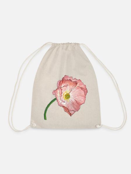 rosa Mohn Blume - Turnbeutel - Natur
