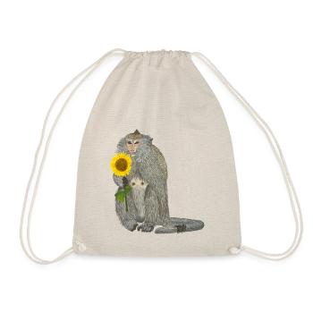 Affe Sonnenblume Makake - Turnbeutel - Natur - Vorne