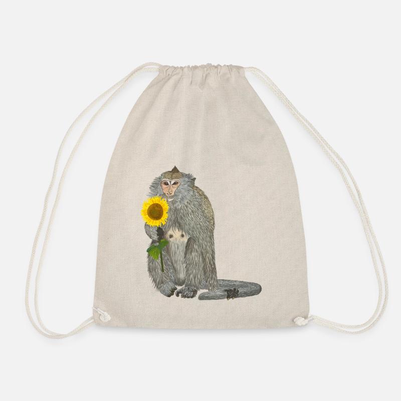 Affe Sonnenblume Makake - Turnbeutel - Natur