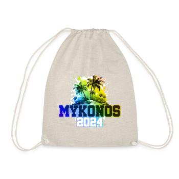 Mykonos 2024 Holiday Palm Trees Multicolored - Drawstring Bag - nature - Front