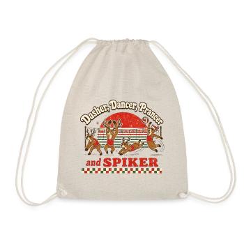 Volleyball Weihnachten Retro Rentiere Xmas Spiker - Turnbeutel - Natur - Vorne