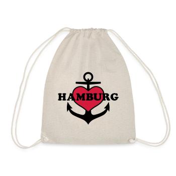 Anchor heart motif Hamburg Maritimes - Drawstring Bag - nature - Front