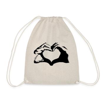 Hands shape heart - warm design - Drawstring Bag - nature - Front