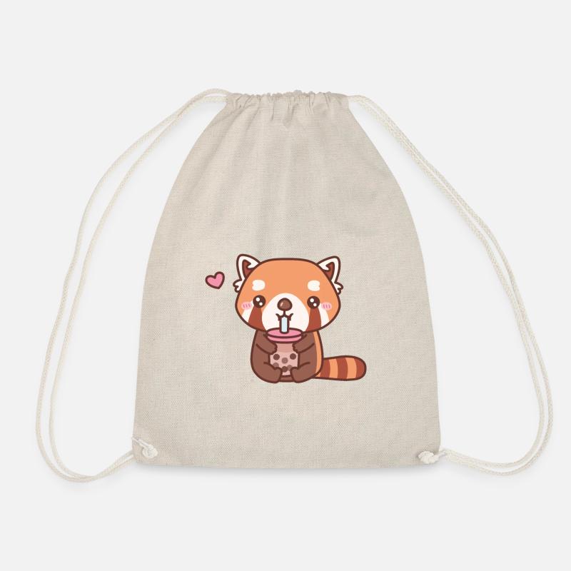 Süßer roter Panda liebt Bubble Milk Tee - Turnbeutel - Natur