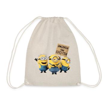 Minions With A Sign Umgeben Von Idioten - Drawstring Bag - nature - Front