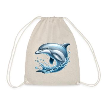 Freundlicher Delfin (Sprung aus dem Meer) - Turnbeutel - Natur - Vorne