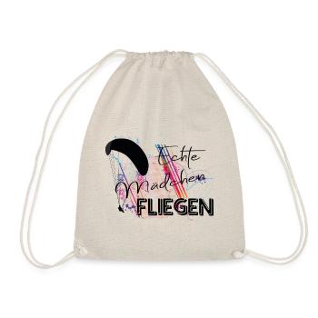 Echte Mädchen fliegen Gleitschirm Paragliding - Turnbeutel - Natur - Vorne