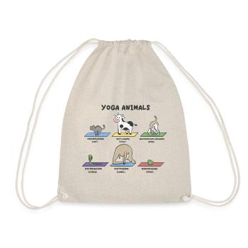 Cute Yoga Animals, Funny Yoga Design - Drawstring Bag - nature - Front