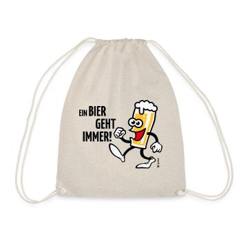 XEin Bier Geht Immer! (Bierchen Cartoon Smile 4C) - Turnbeutel - Natur - Vorne