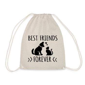 Best friends forever cat and dog / dog and cat - Drawstring Bag - nature - Front