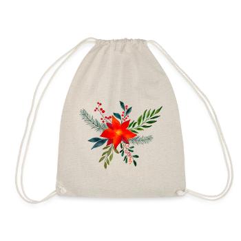 Poinsettia Watercolor Christmas Flower Bouquet - Drawstring Bag - nature - Front