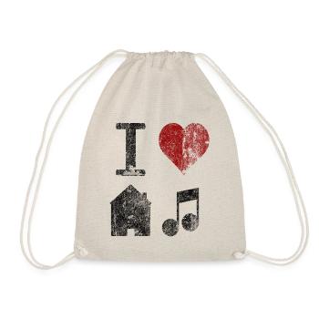 Ich liebe House Musik DJ DeeJay Rekord Vinyl Platte - Turnbeutel - Natur - Vorne