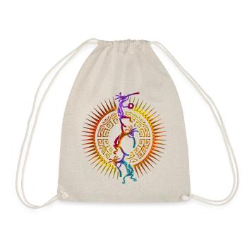 Kokopelli Musician Acrobats Mandala Sun 1 - Drawstring Bag - nature - Front
