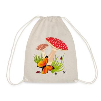 Toadstools, Butterfly - Drawstring Bag - nature - Front