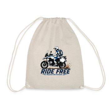 Ride Free – Enduro Adventure Motorcyclist Motif - Drawstring Bag - nature - Front