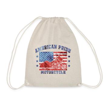 American Pride Motorcycle USA Vintage Retro Biker - Drawstring Bag - nature - Front