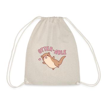 Cute Otter Otterable Pun - Drawstring Bag - nature - Front