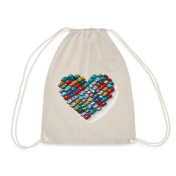 Toy Car Love: A Whimsical Heart-shaped Cartoon Des - Drawstring Bag - nature - Front