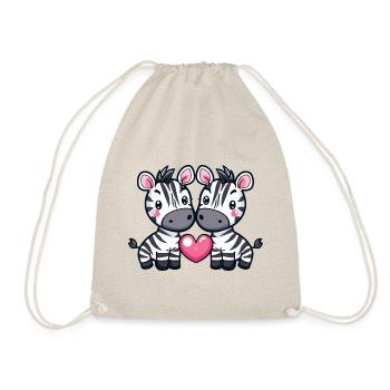 Zebra Paar Liebe Couple Verliebt - Turnbeutel - Natur - Vorne