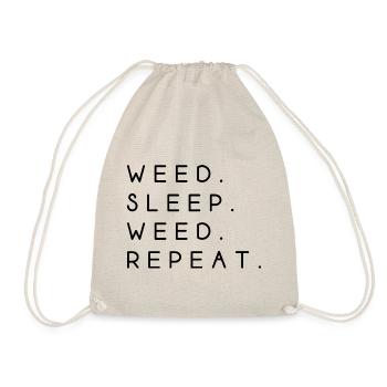 weed sleep weed repeat saying English - Drawstring Bag - nature - Front
