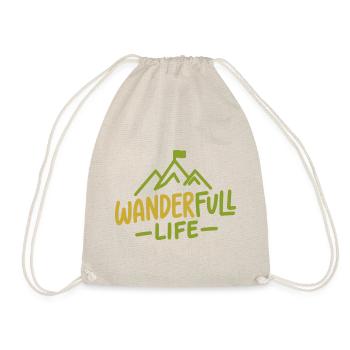 Wanderfull Life, Wortspiel Wandern mit Berg - Turnbeutel - Natur - Vorne