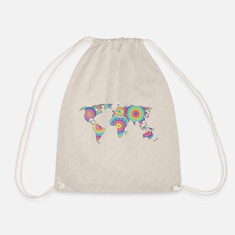 Mandala world map colorful - Drawstring Bag - nature