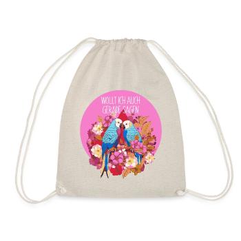 FLORALES EXOTIK PAPAGEI DESIGN + WITZIGER SPRUCH - Turnbeutel - Natur - Vorne
