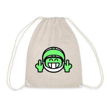 Emoticon Grin with motorcycle helmet & stinky finger - Drawstring Bag - nature - Front