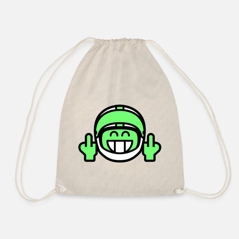Emoticon Grin mit Motorradhelm & Stinkefinger - Turnbeutel - Natur